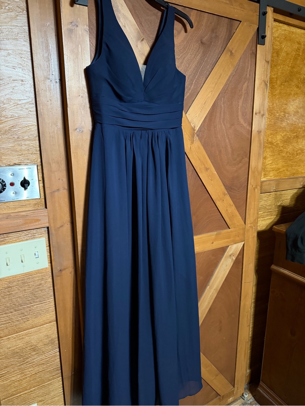 V-Neck Navy Sleeveless Maxi Dress